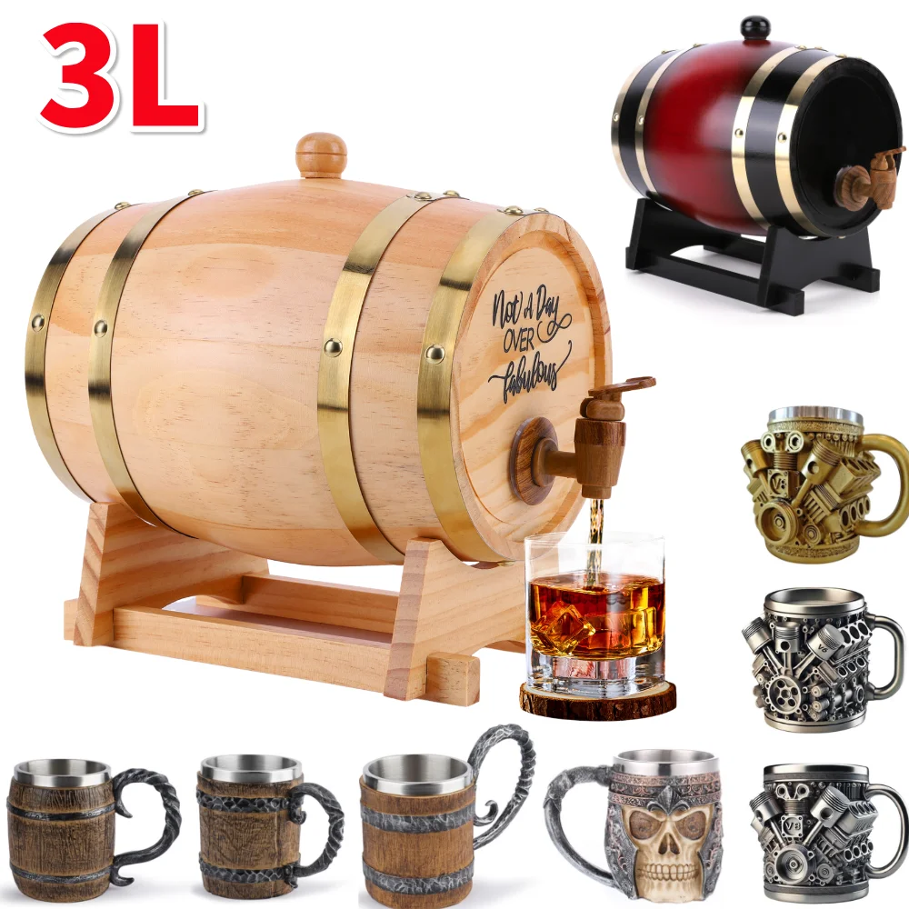 Wine Beer Cocktail - Barril de uísque de madeira 3l