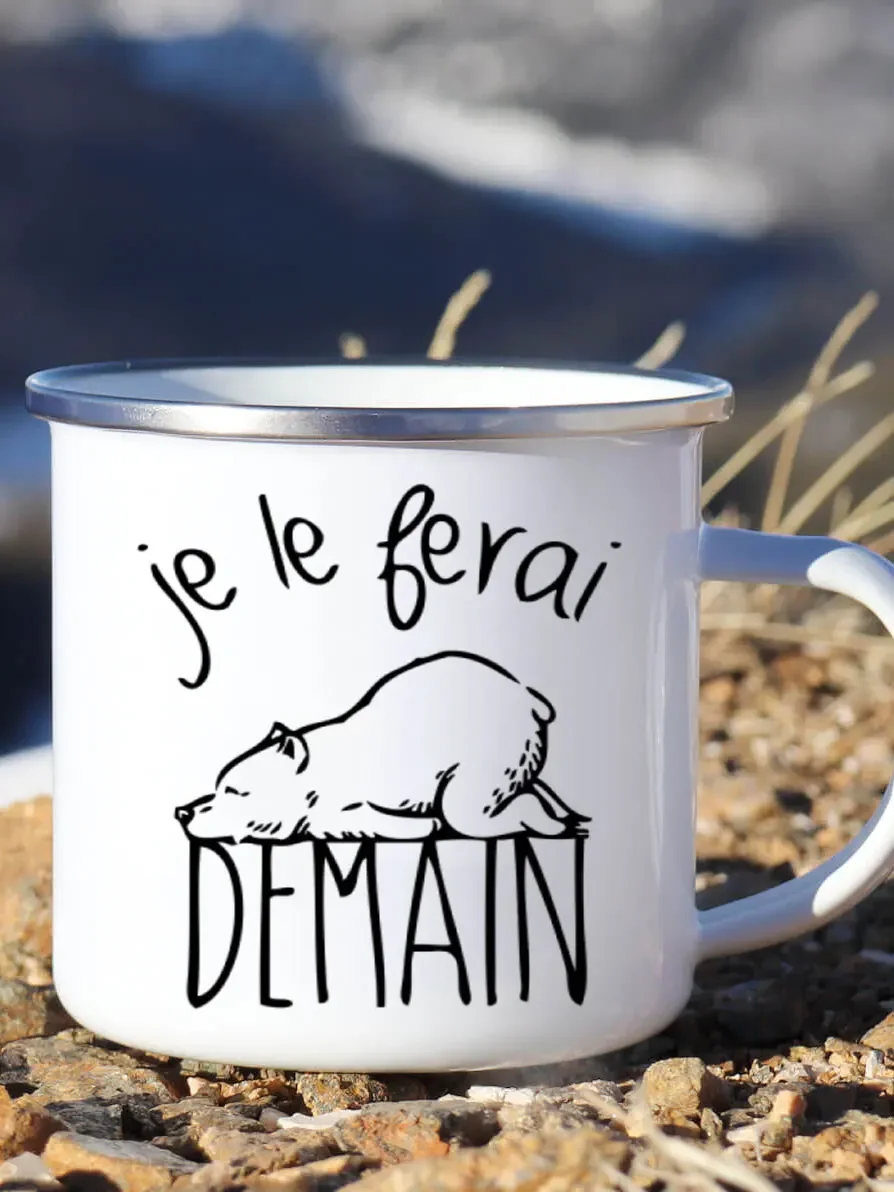 Wine Beer Coffee Drink - Caneca de café esmaltada fofa francesa