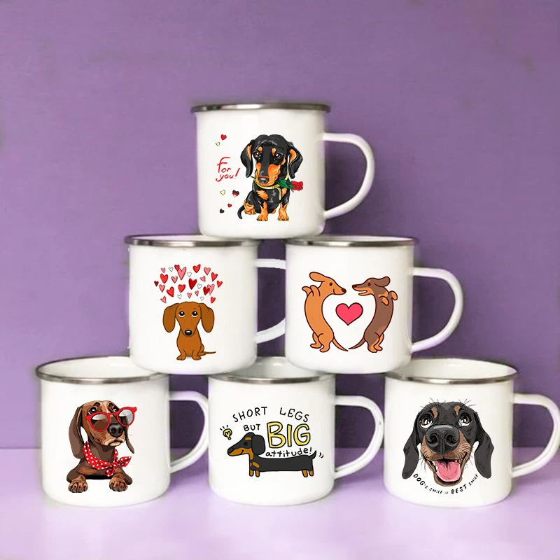 Wine Beer Coffee Drink - Engraçado dachshund impressão criativa esmalte caneca