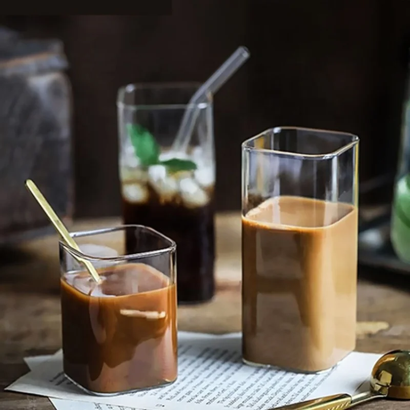 Copo de vidro quadrado simples - Wine Beer Coffee Drink avaliação e preço